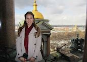 Katie at the top of St Isaac's Cathedral, St Petersburg