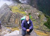 Richard arriving at Machu Picchu at the end of the Inca Trail